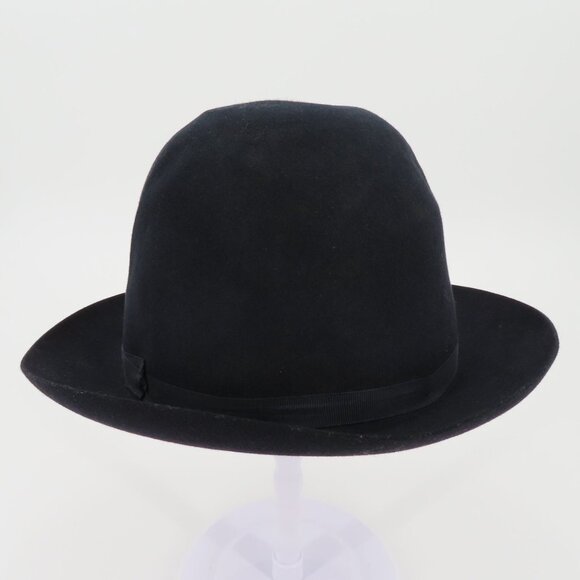 VTG Burberrys Womens Medium M Dark Navy Blue Bowler Derby Hat Made in England main image 6